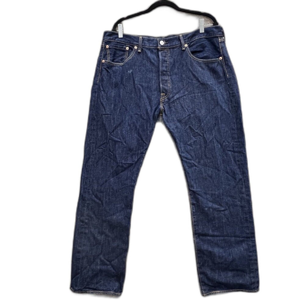 Levi’s Original 501 Men's 38x30 Dark Blue Denim Straight Leg Button Fly Jeans